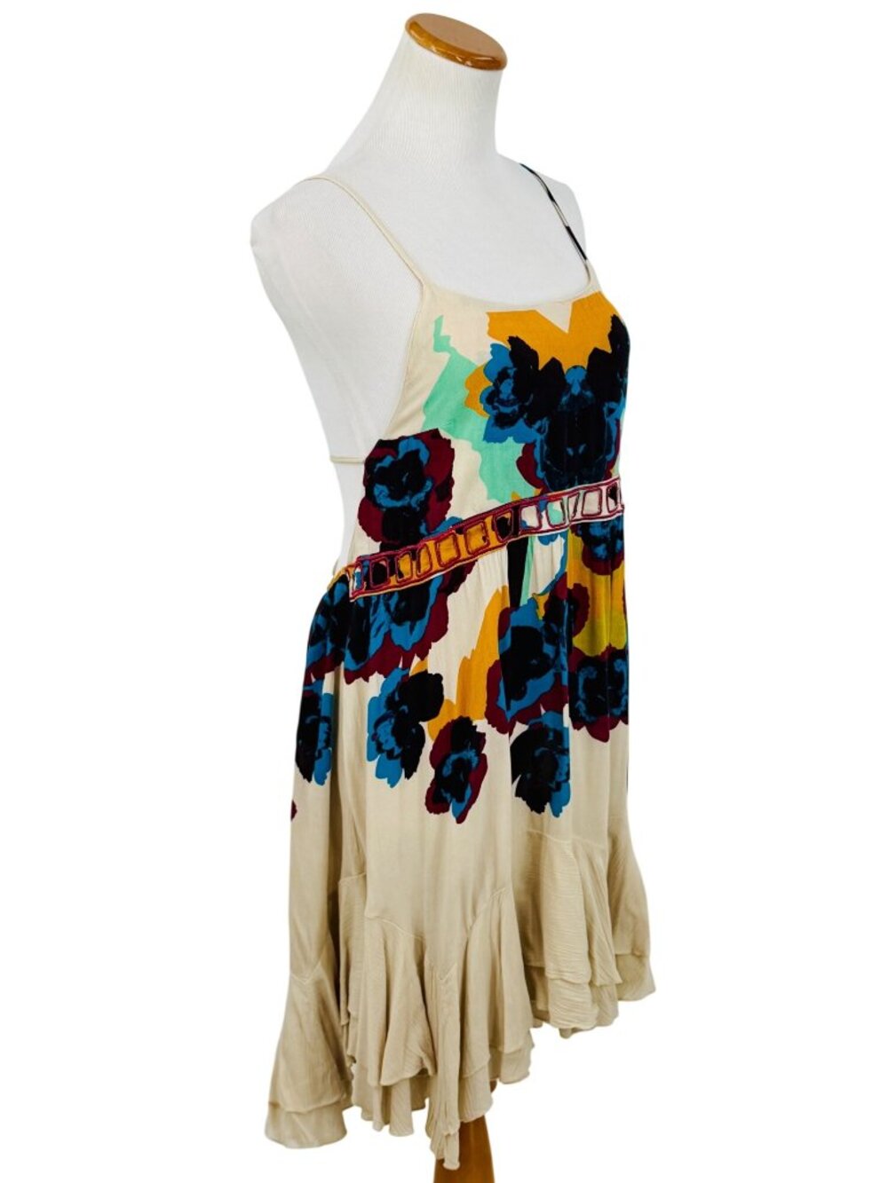 NWT Free People Floral Print Ruffle Mini Slip Dress | Grunge Fairycore Boho Twee - Picture 9 of 16